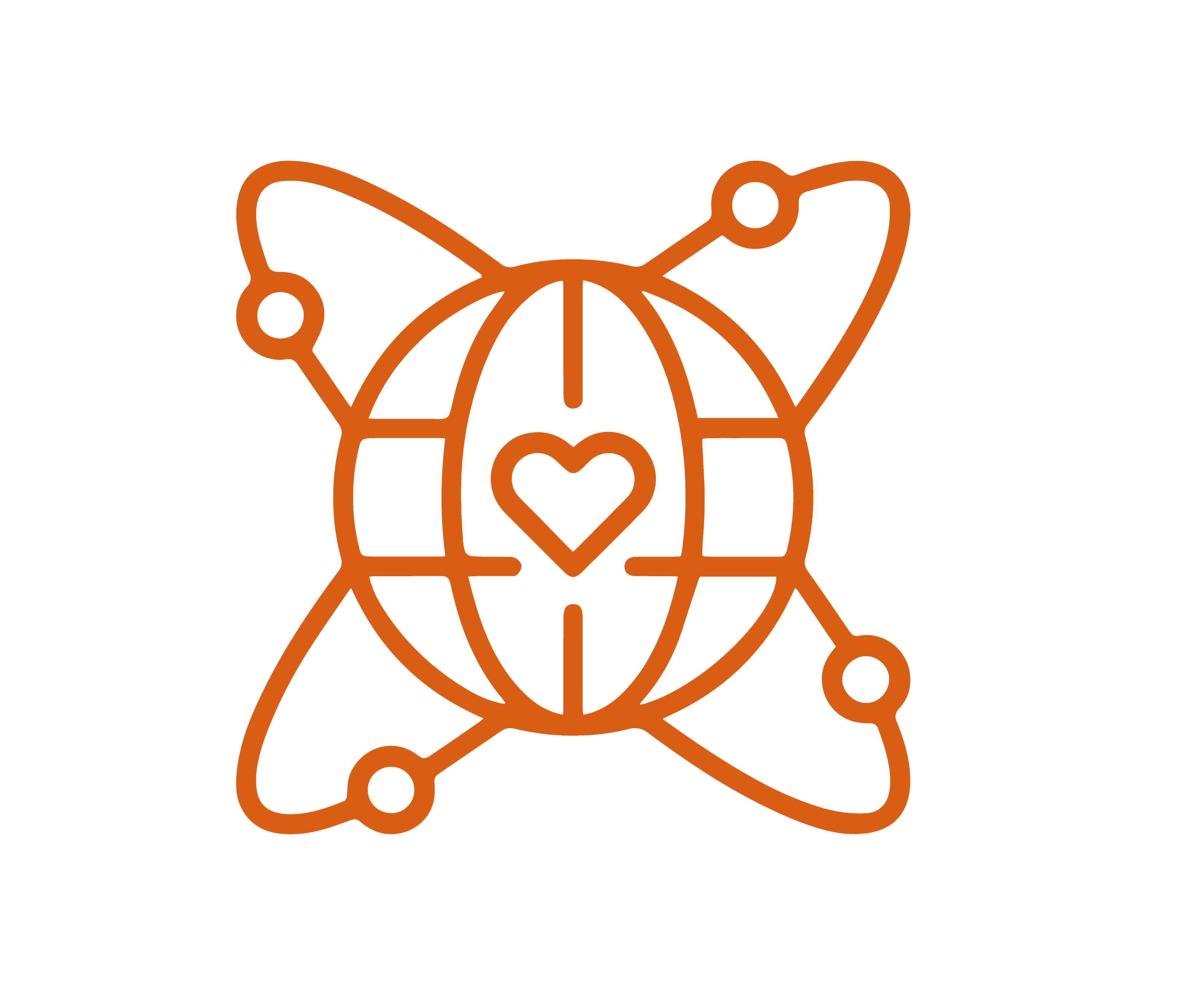 an icon of the world with a heart inside