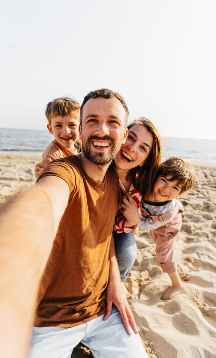 family on the beach